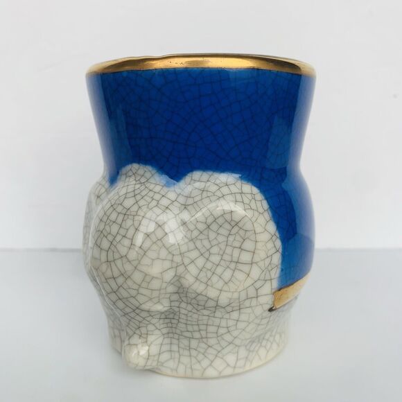 Vintage Fitz & Floyd 3D Elephant Crackled Ceramic Espresso Coffee Mug Cup - Picture 3 of 9